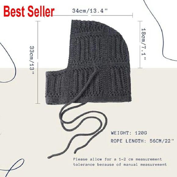 Hooded Scarf Balaclava (Gray) – Melifluos Merino Wool Balaclava Hooded Scarf Knitted Hat Scarf in One Chic Minimal
